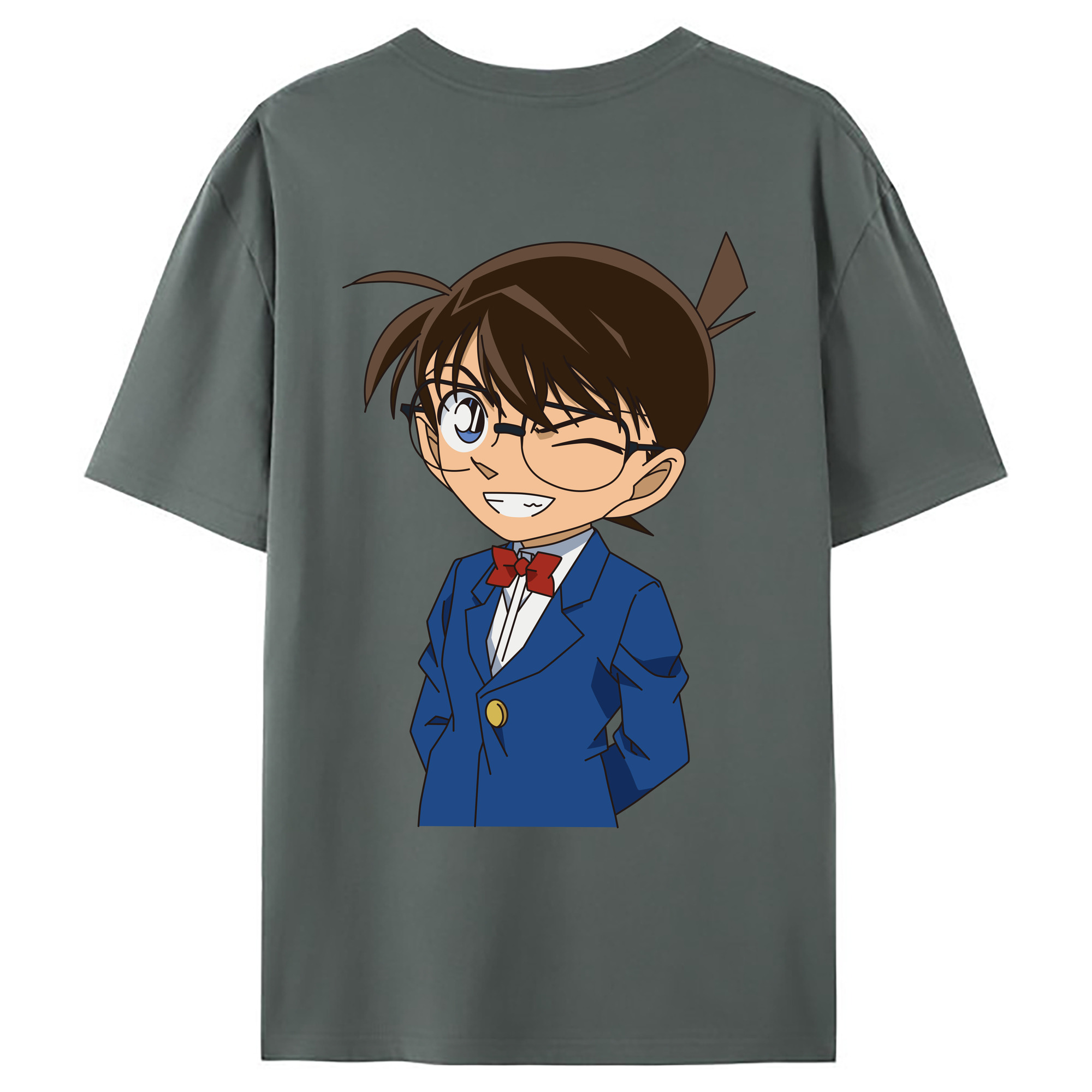 （画像用） 名探偵コナン 江戸川 コナン Detective Conan Conan Edogawa 綿100％ メンズ半袖Tシャツ（バックプリント） 通気性